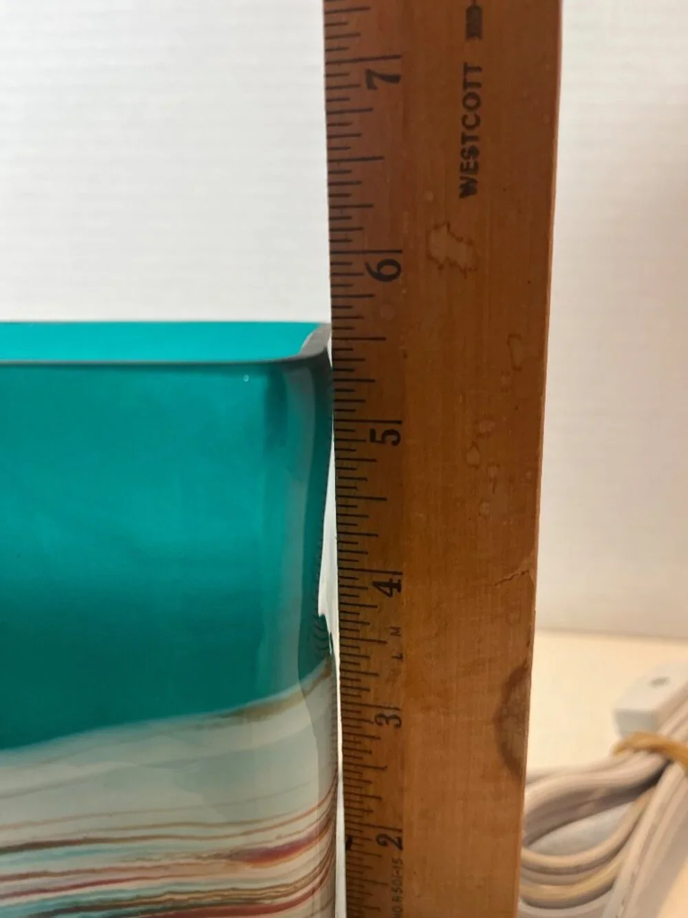 Hand-Blown Glass Teal & Multicolor Electric Candle Warmer Lamp 120V